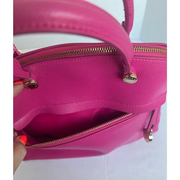Authentic Furla Piper M Hot Pink Leather Handbag Bag Satchel Purse - Picture 7 of 12